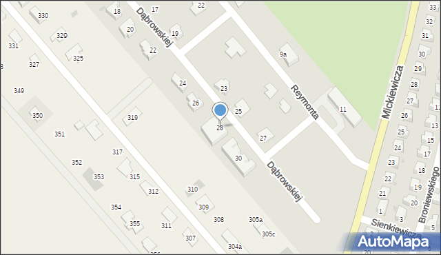 Jawor, Dąbrowskiej Marii, 28, mapa Jawor