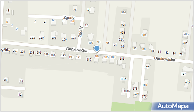 Kaniów, Dankowicka, 187, mapa Kaniów