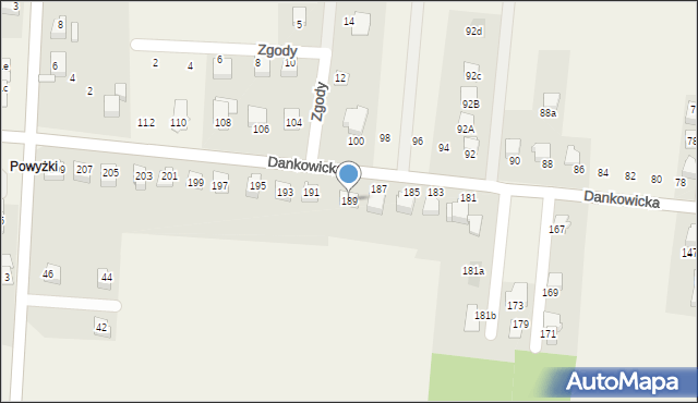 Kaniów, Dankowicka, 189, mapa Kaniów