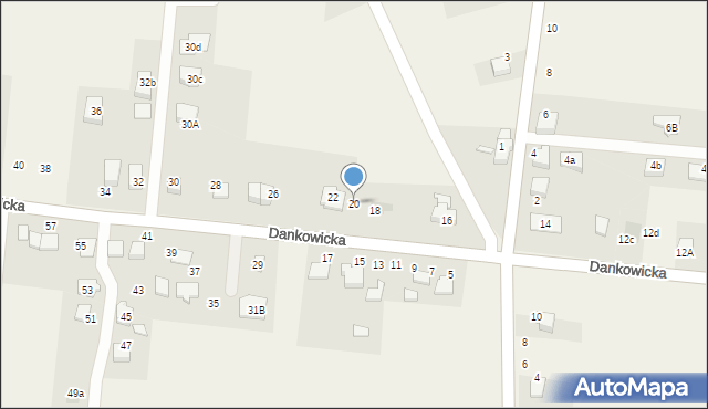 Kaniów, Dankowicka, 20, mapa Kaniów