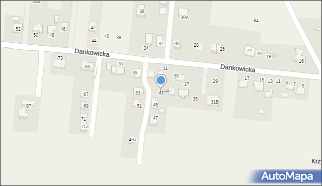 Kaniów, Dankowicka, 43, mapa Kaniów