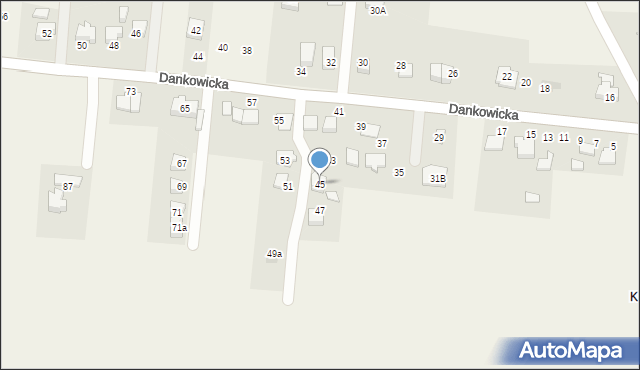 Kaniów, Dankowicka, 45, mapa Kaniów