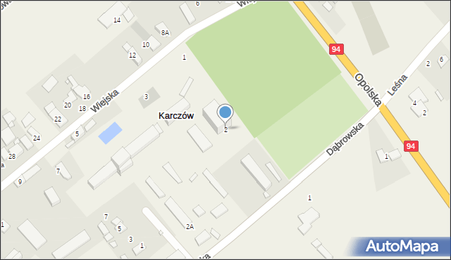 Karczów, Dąbrowska, 2, mapa Karczów