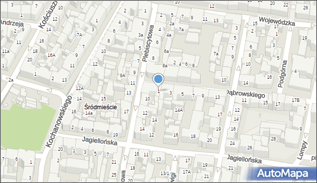 Katowice, Dąbrowskiego Henryka, gen., 1, mapa Katowic