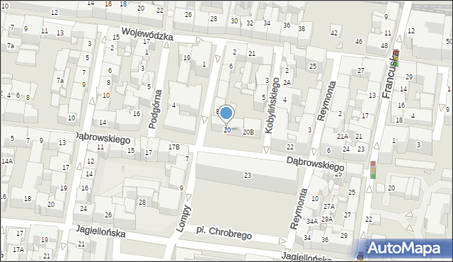 Katowice, Dąbrowskiego Henryka, gen., 20, mapa Katowic