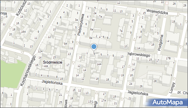 Katowice, Dąbrowskiego Henryka, gen., 3, mapa Katowic