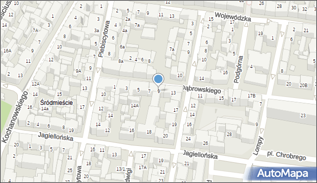 Katowice, Dąbrowskiego Henryka, gen., 9, mapa Katowic