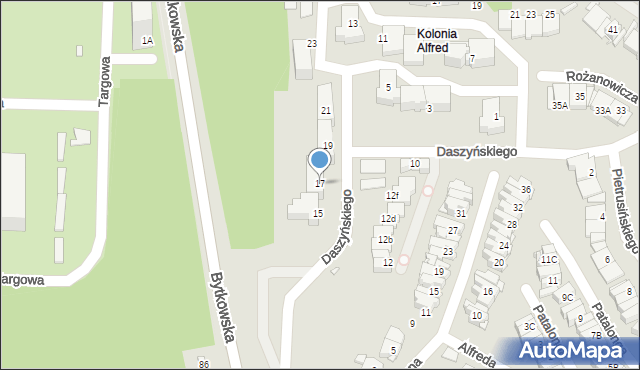 Katowice, Daszyńskiego Ignacego, 17, mapa Katowic