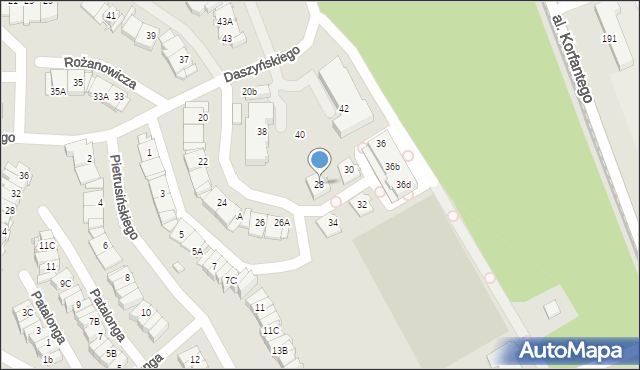 Katowice, Daszyńskiego Ignacego, 28, mapa Katowic