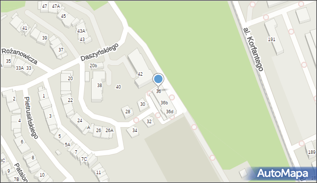 Katowice, Daszyńskiego Ignacego, 36, mapa Katowic