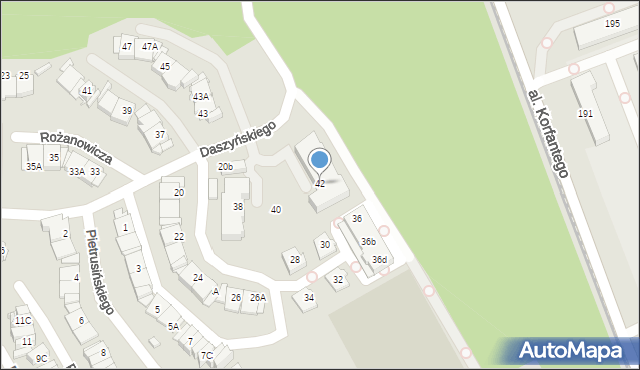 Katowice, Daszyńskiego Ignacego, 42, mapa Katowic