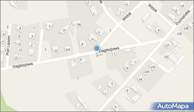 Kicin, Daglezjowa, 3, mapa Kicin