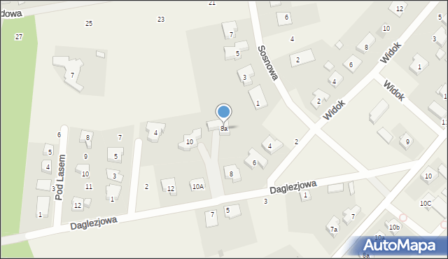 Kicin, Daglezjowa, 8a, mapa Kicin