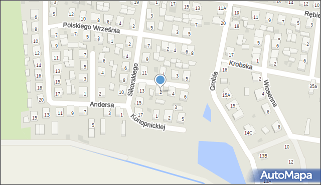 Kobylin, Dąbrowskiej Marii, 2, mapa Kobylin