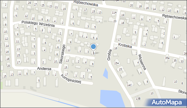 Kobylin, Dąbrowskiej Marii, 5, mapa Kobylin