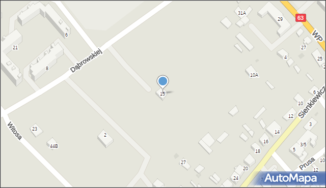 Kolno, Dąbrowskiej Marii, 15, mapa Kolno