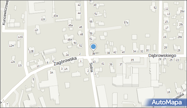 Konin, Dąbrowskiego Jarosława, gen., 36, mapa Konina