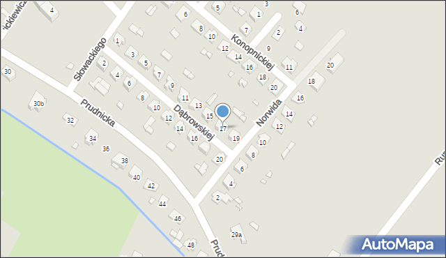 Korfantów, Dąbrowskiej Marii, 17, mapa Korfantów