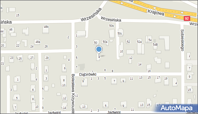 Kostrzyn, Dąbrówki, 4, mapa Kostrzyn