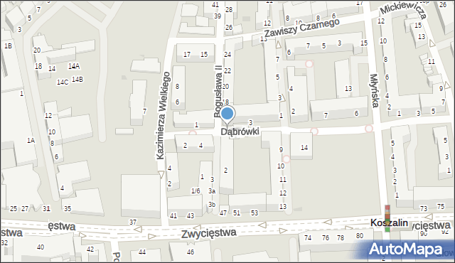 Koszalin, Dąbrówki, 8, mapa Koszalina