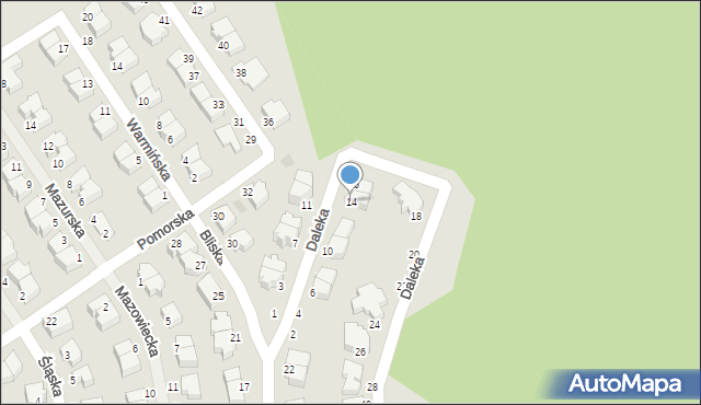 Koszalin, Daleka, 14, mapa Koszalina