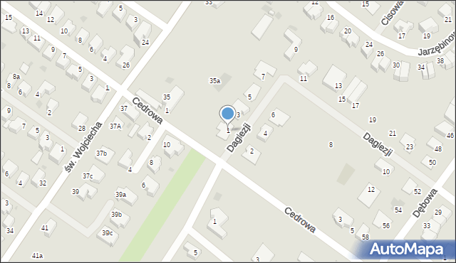 Koszalin, Daglezji, 1, mapa Koszalina