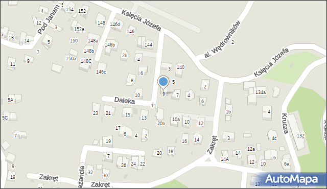 Kraków, Daleka, 9, mapa Krakowa