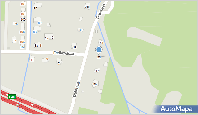 Kraków, Dąbrowa, 55, mapa Krakowa