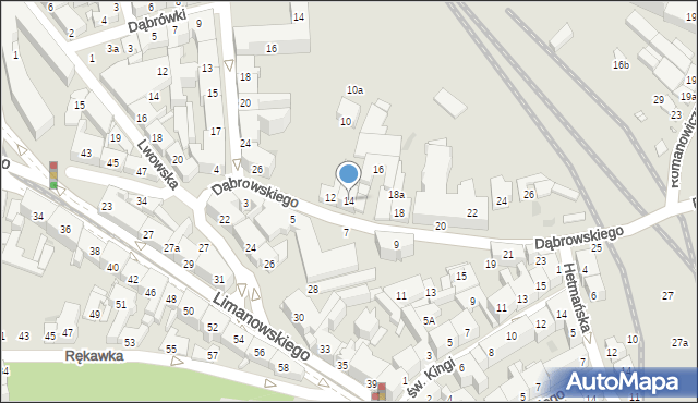 Kraków, Dąbrowskiego, 14, mapa Krakowa