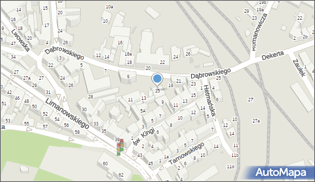 Kraków, Dąbrowskiego, 15, mapa Krakowa