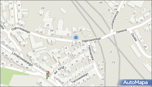 Kraków, Dąbrowskiego, 21, mapa Krakowa