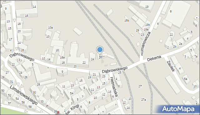 Kraków, Dąbrowskiego, 26, mapa Krakowa