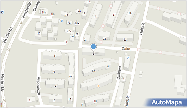 Kraków, Daliowa, 4, mapa Krakowa