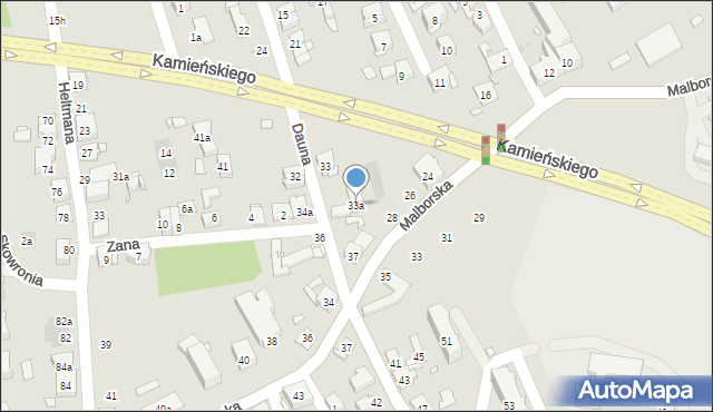 Kraków, Dauna Alfreda, 33a, mapa Krakowa