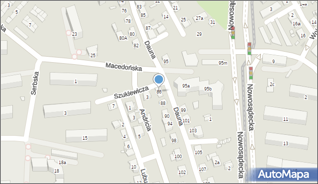 Kraków, Dauna Alfreda, 86, mapa Krakowa