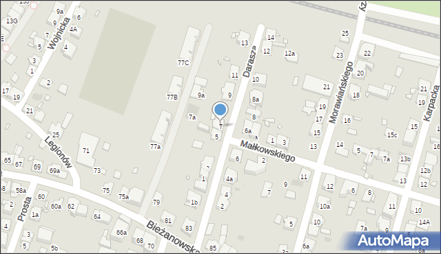 Kraków, Darasza Wojciecha, 7, mapa Krakowa