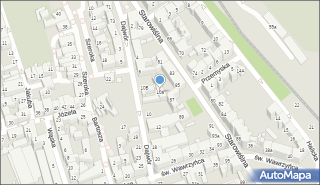 Kraków, Dajwór, 10a, mapa Krakowa