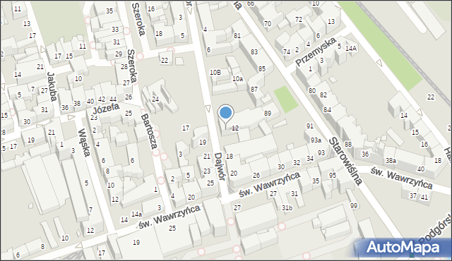 Kraków, Dajwór, 14, mapa Krakowa