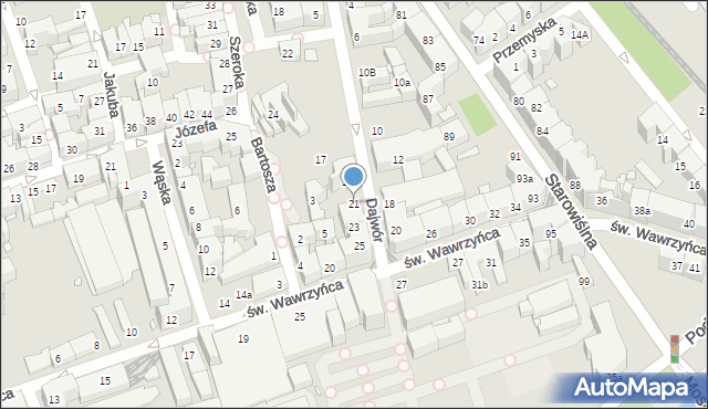 Kraków, Dajwór, 21, mapa Krakowa