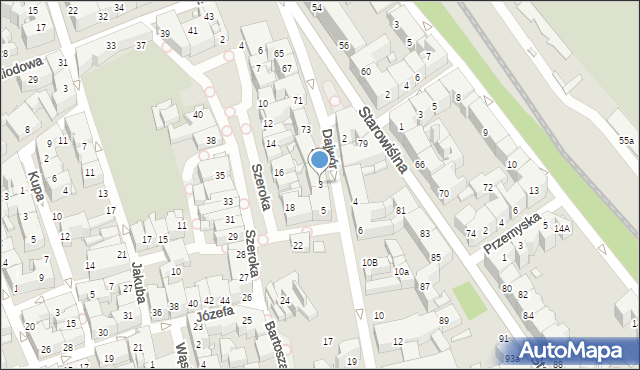 Kraków, Dajwór, 3, mapa Krakowa