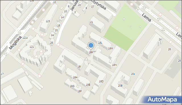 Kraków, Dąbska, 18K, mapa Krakowa