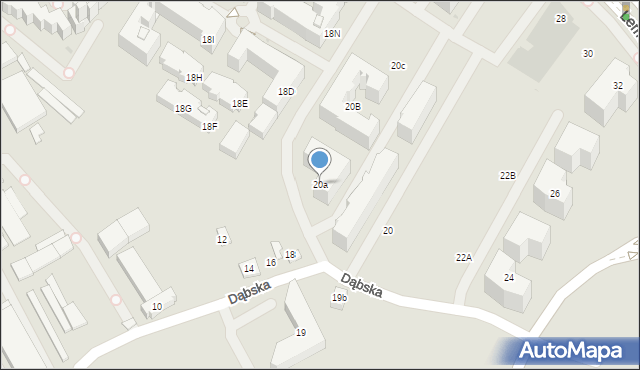 Kraków, Dąbska, 20a, mapa Krakowa