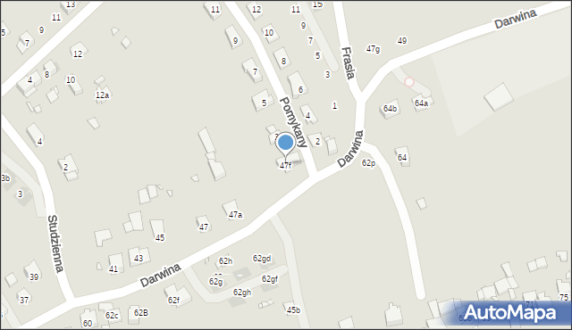 Kraków, Darwina Karola, 47f, mapa Krakowa