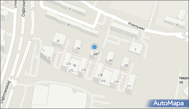 Kraków, Dąbrowskiej Marii, 15B, mapa Krakowa
