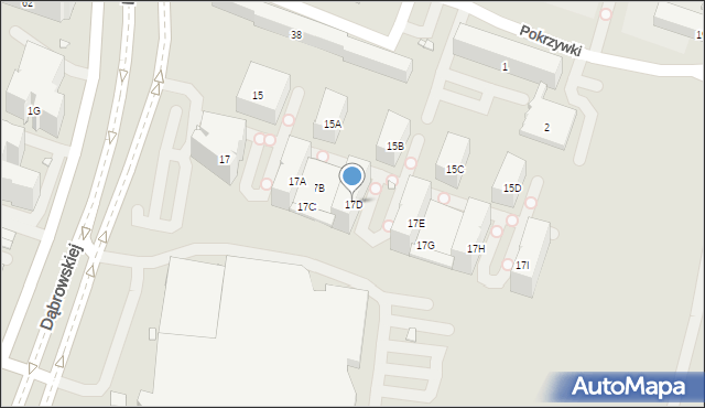 Kraków, Dąbrowskiej Marii, 17D, mapa Krakowa
