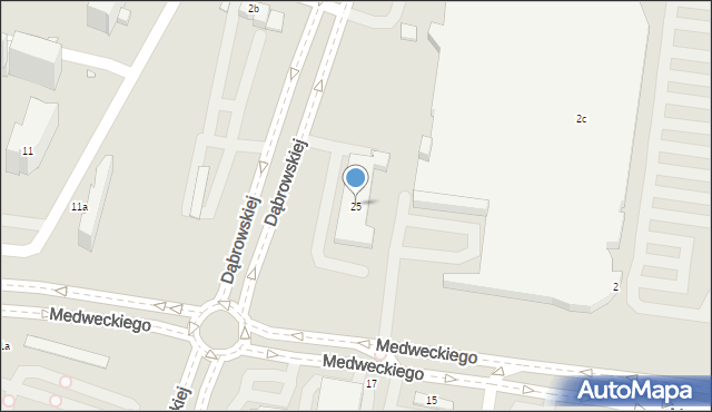 Kraków, Dąbrowskiej Marii, 25, mapa Krakowa