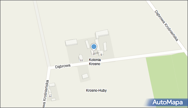 Krosno, Dąbrowa Krośnieńska, 10, mapa Krosna