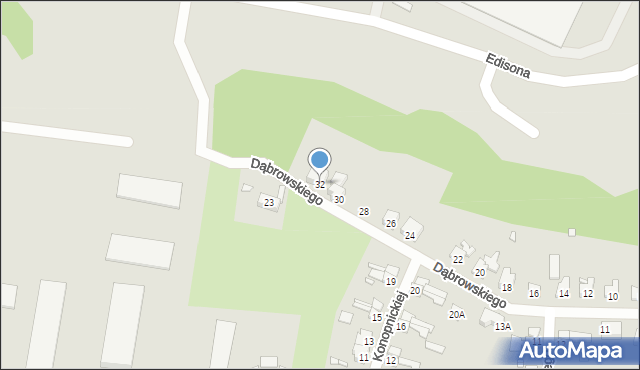 Krosno Odrzańskie, Dąbrowskiego, 32, mapa Krosno Odrzańskie