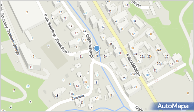 Krynica-Zdrój, Dąbrowskiego Jarosława, gen., 2b, mapa Krynica-Zdrój