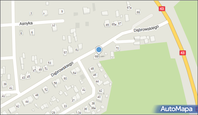 Krzepice, Dąbrowskiego, 68a, mapa Krzepice